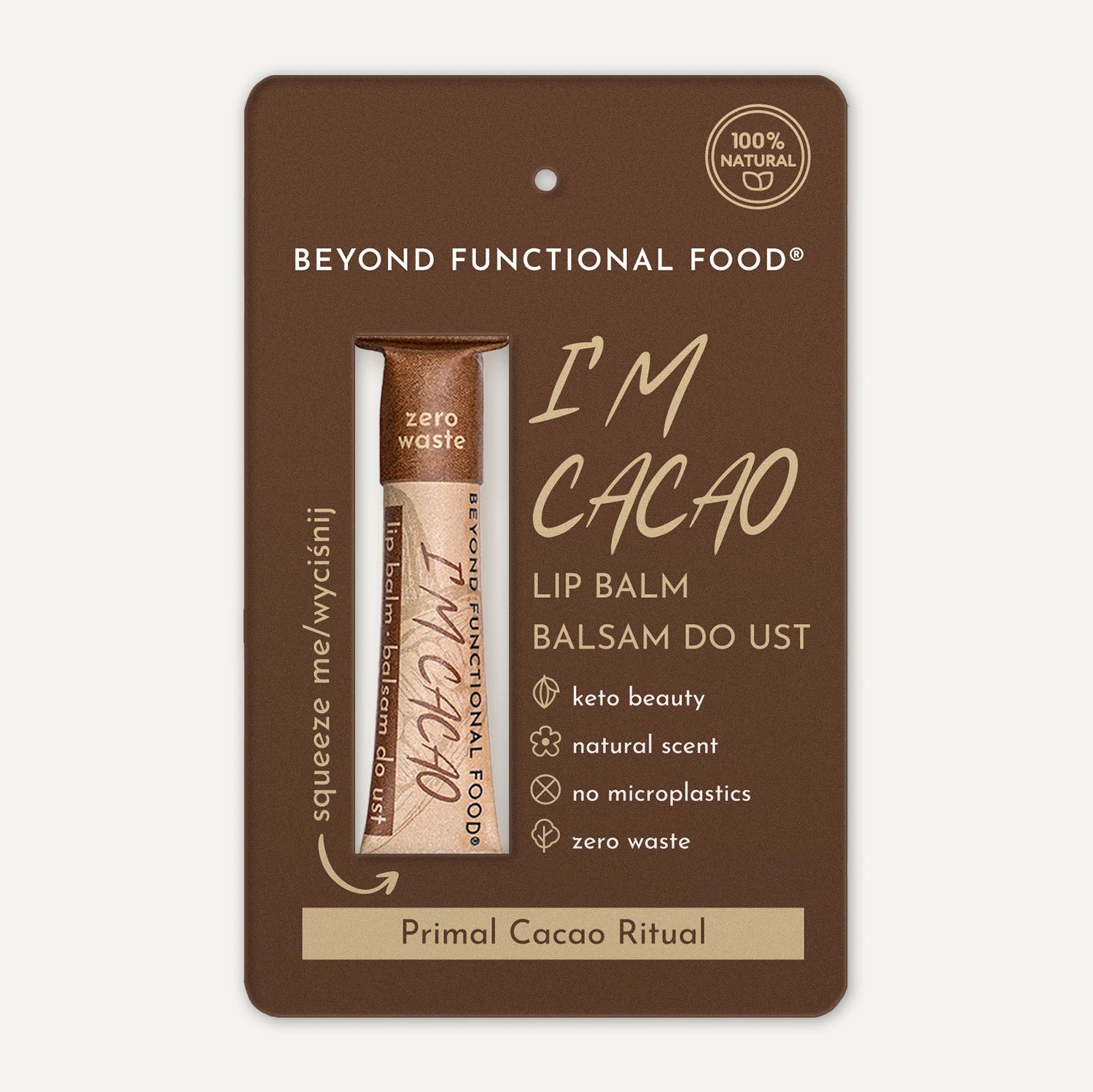 Kakaowa pomadka z łoju wołowego w papierowym opakowaniu - CACAO Lip Balm (Beef Tallow & Cocoa Butter)