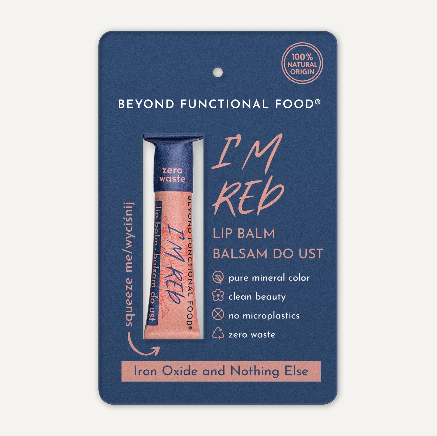 Czerwona pomadka z łoju wołowego w papierowej tubce - RED Lip Balm (Tinted Beef Tallow & Iron Oxide)