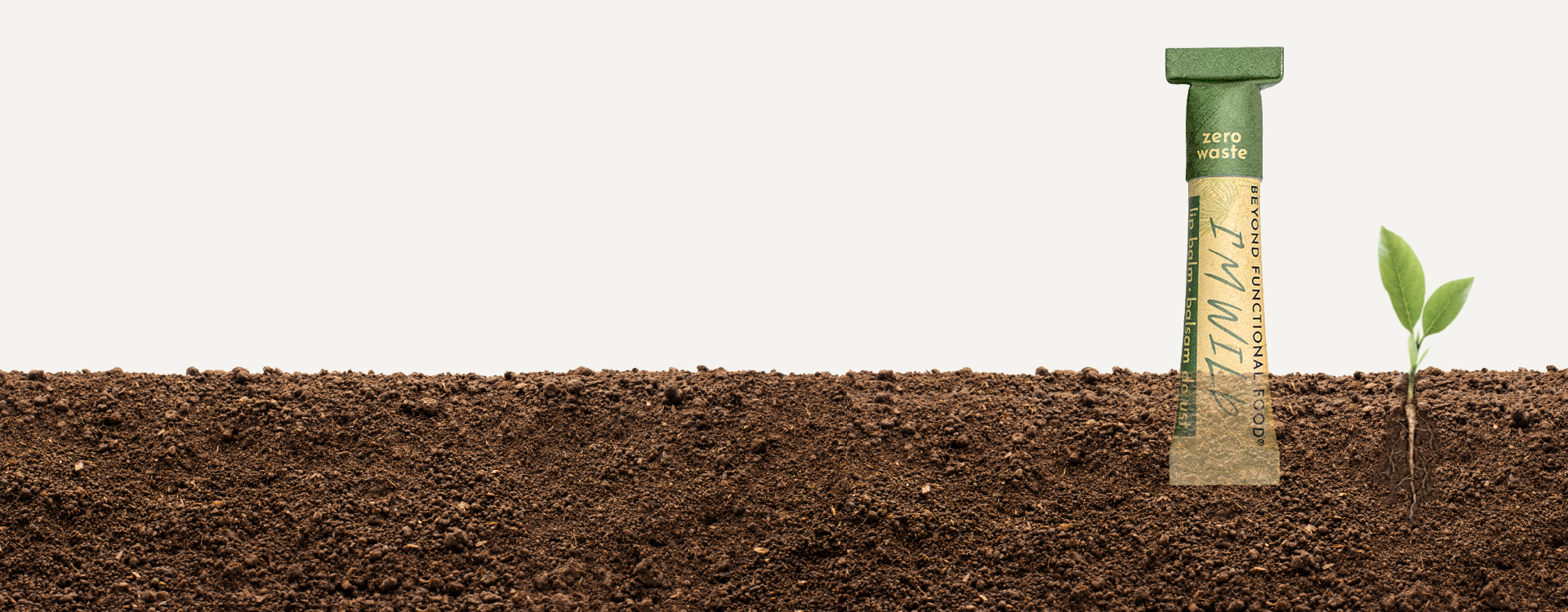 biodegradable and compostable cosmetic packaging of WILD lip balm from Beyond Functional Food